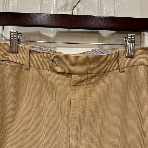 Peter Millar Pants Men 38x32 Beige Corduroy Zip Front Straight Golf - Picture 2 of 7